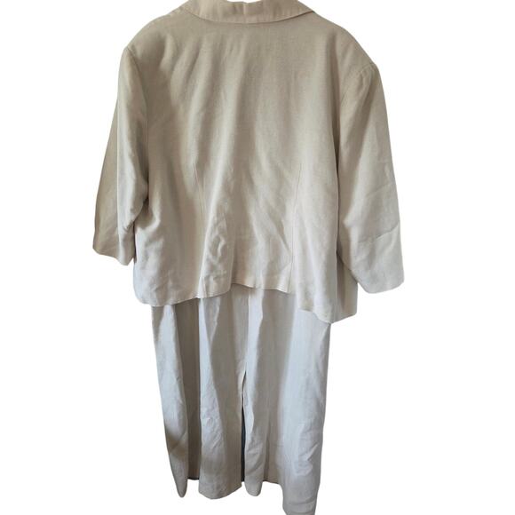 Deane-White Linen Blend Sheath Dress Plus Sz 20 Jacket Embroidered Floral - Picture 2 of 10